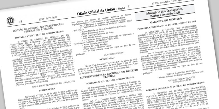 Portaria Nº 747, de 10 de Agosto de 2018 e Nota de Esclarecimento